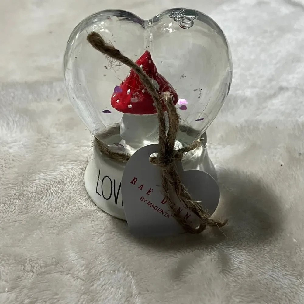Rae Dunn White Red Love Bug Snow Globe Heart Shaped Valentine's Day NEW IN BOX